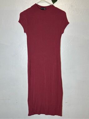 Maurices Short-Sleeve Burgundy Maxi Dress